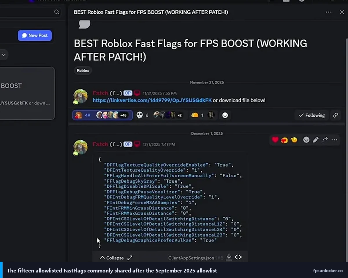 hyperion fastflags status, fifteen allowlisted FastFlags shared in Discord