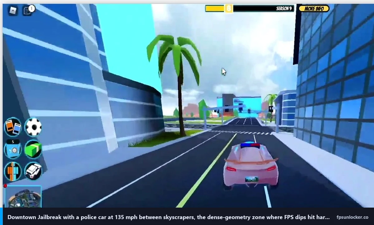 jailbreak fps fix, downtown city overview showing rendered geometry density
