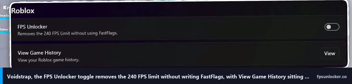 voidstrap fps unlocker, Voidstrap Mods FPS Unlocker toggle removing the 240 FPS limit